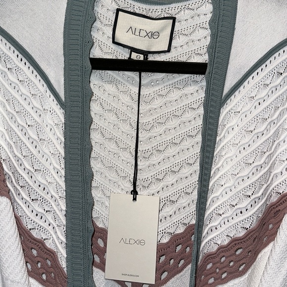 ALEXIS *Oanez* white crochet lace duster cardigan summer jacket S w belt - Picture 5 of 8